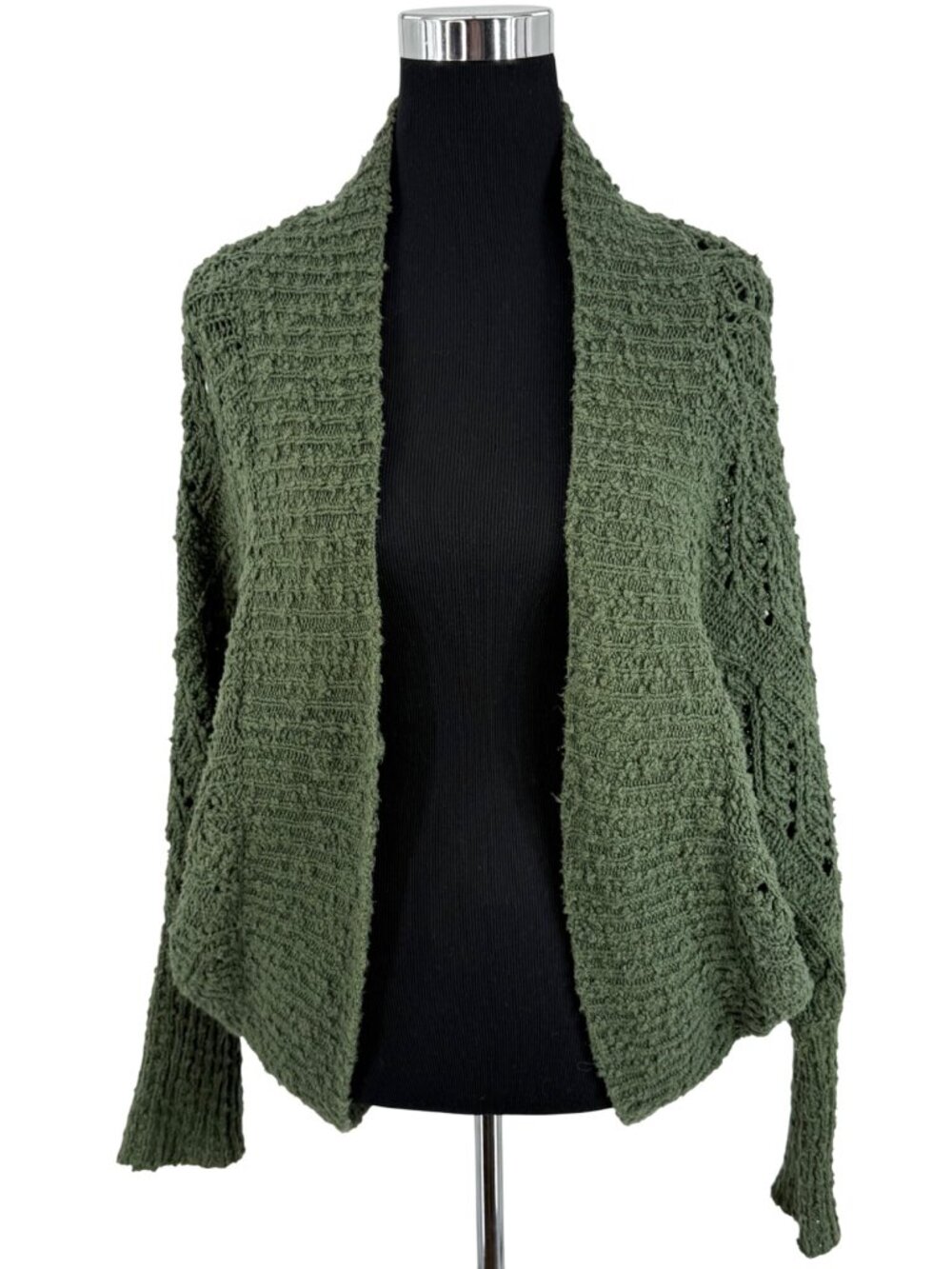Anthropologie Green Slouchy Knit Dolman Sleeve Open Front Cocoon Cardigan S Boho - Picture 2 of 16